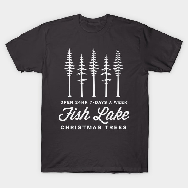 Fish Lake Christmas Trees T-Shirt by DistrictNorth